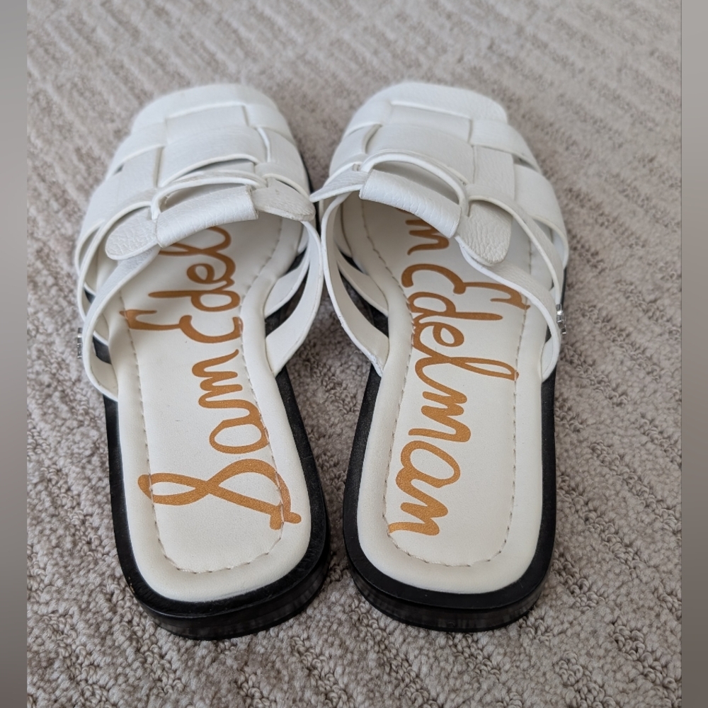 Sam Edelman Dina White Leather Fisherman Sandals‎ Fit 7 - Picture 8 of 8